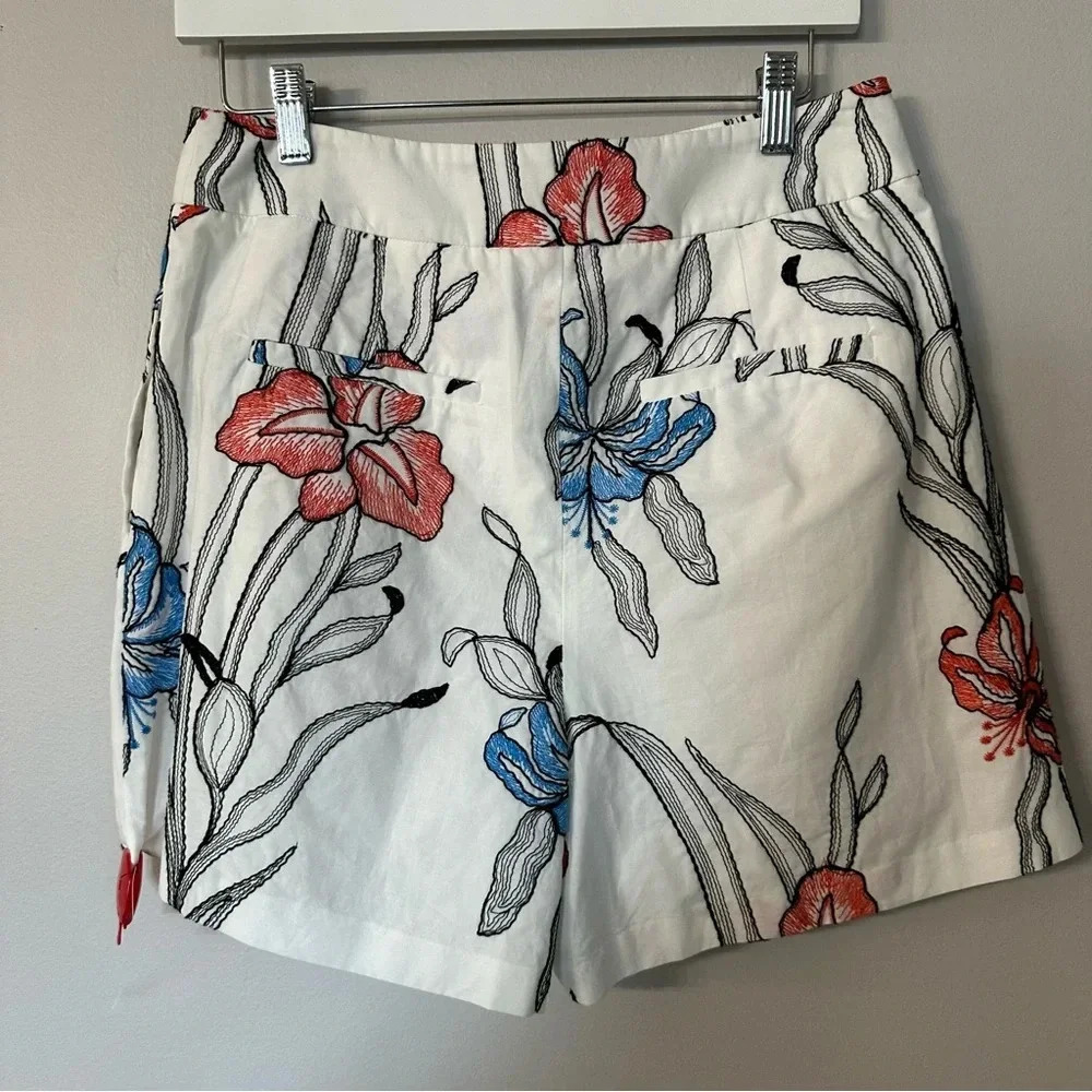 Milly Casey Women’s IGL White Multi Floral Embroidered Cotton Shorts Size 6 NWT - Picture 8 of 8